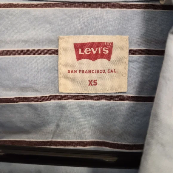 Levi's Women's Light Blue and Black Striped Button Down Shirt - Picture 2 of 2